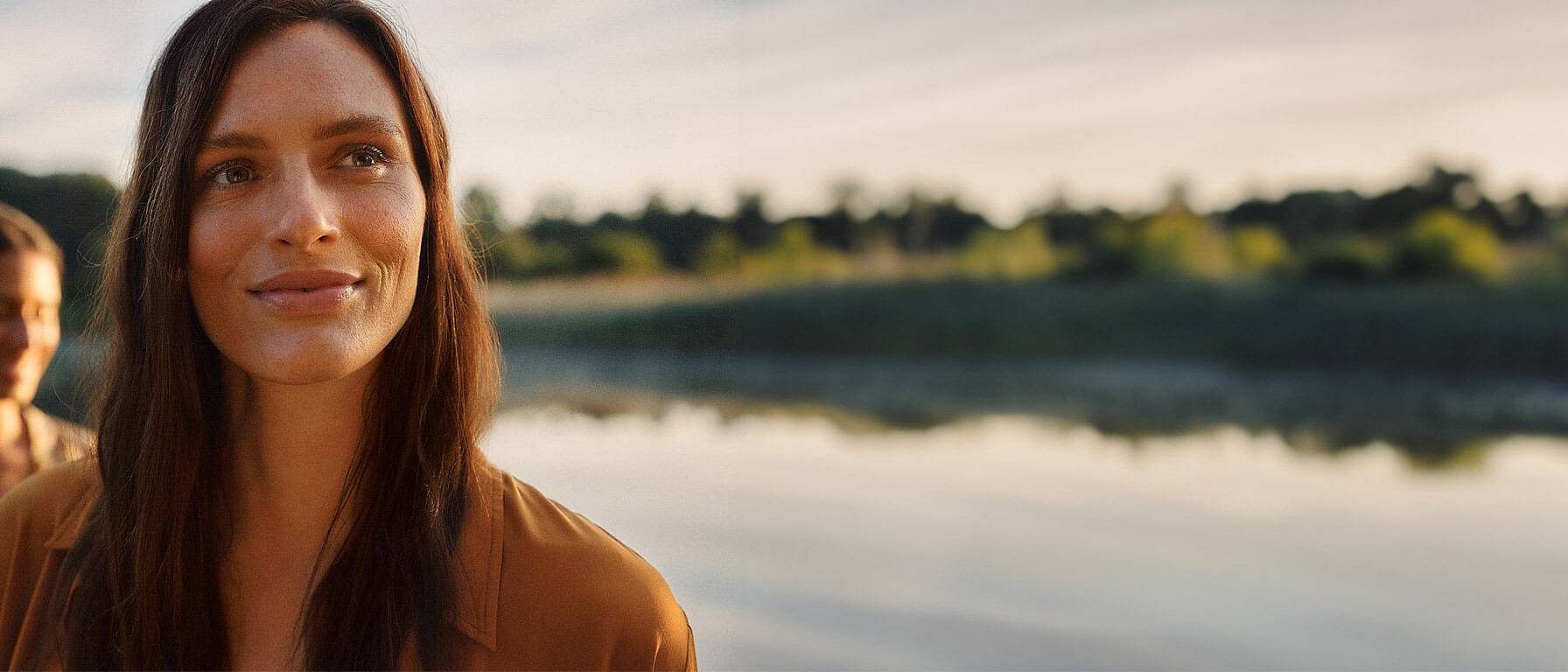 woman at lake